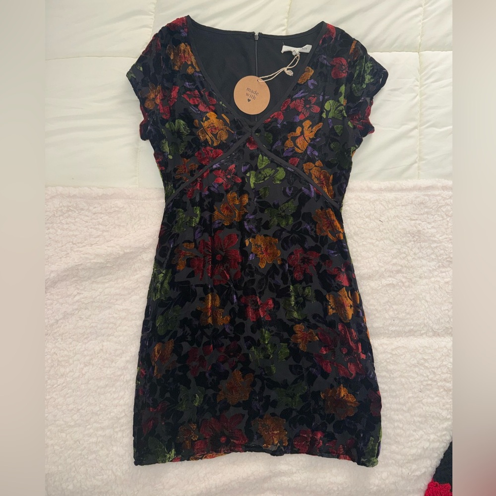 Women’s Vintage Velvet Floral Velvet Dress